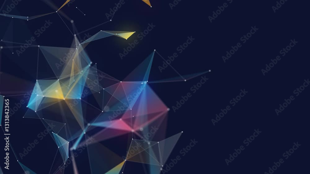 AI technology plexus background of animated lines and dot connection network triangles. Artificial intelligence concept animation video 4k background.