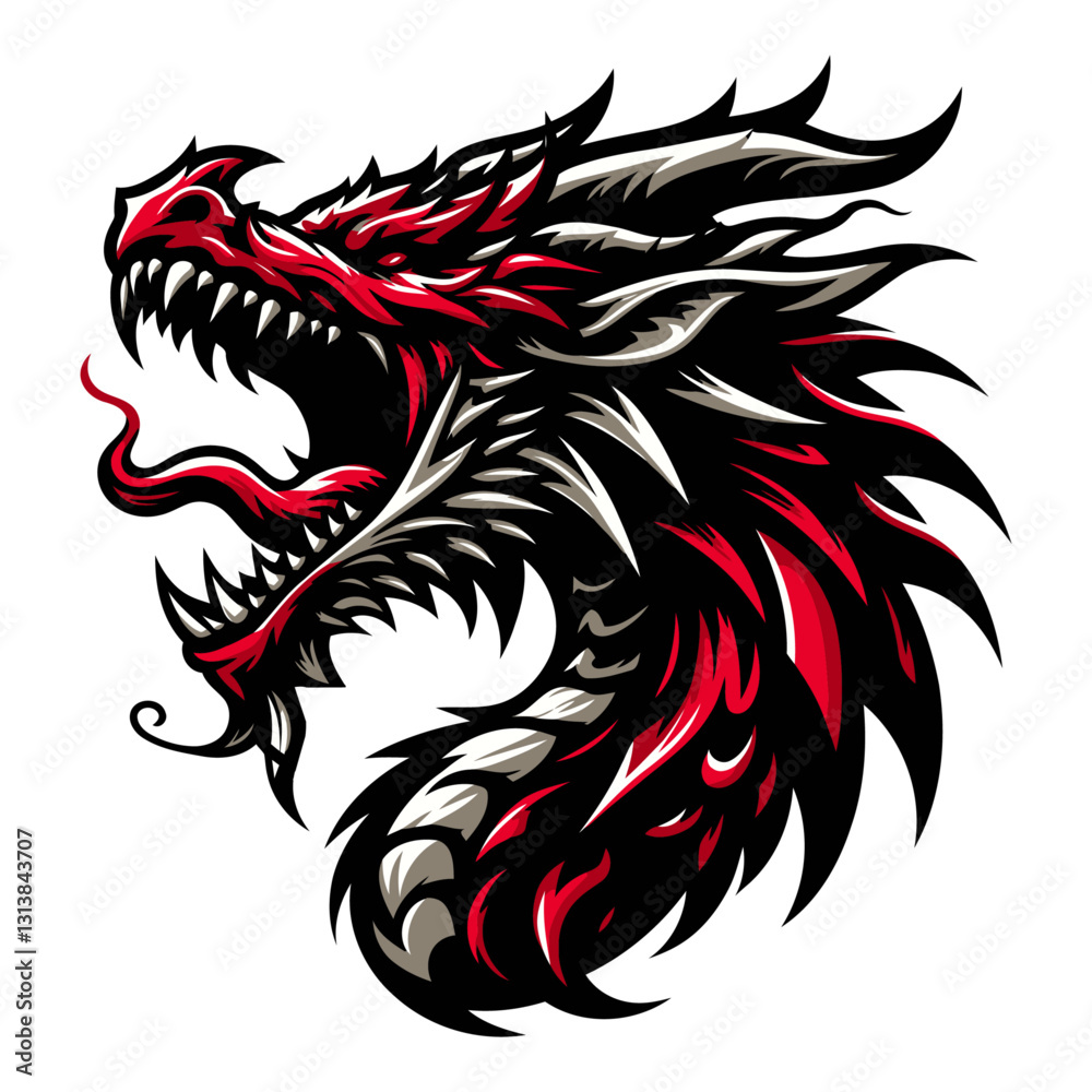 Fototapeta premium Dragon head vector and illustrations.