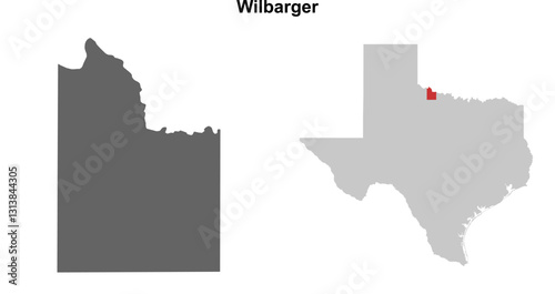 Wilbarger County (Texas) blank outline map set