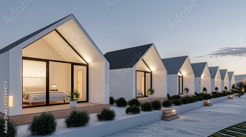 Modern prefabricated house with thermal insulated wall panels, eco-friendly architecture, energy-saving housing