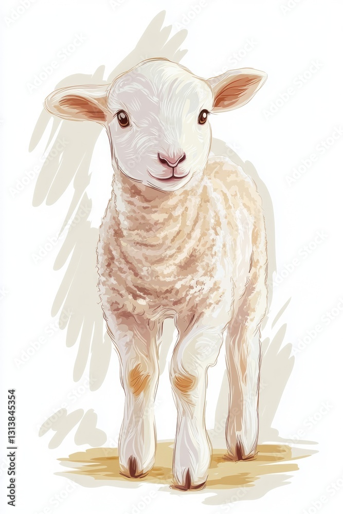 Fototapeta premium Charming lamb stands gracefully, embodying spring's renewal and