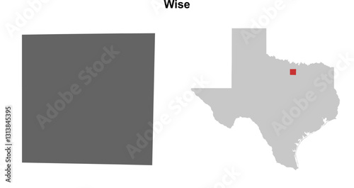 Wise County (Texas) blank outline map set