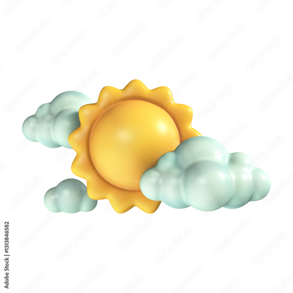 3D Sun with Clouds 3D Sun with Clouds