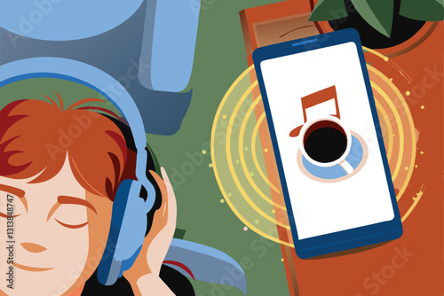 A person, eyes closed, deeply engrossed in music, lost in the rhythm, wearing headphones.  Detailed portrait, showing emotion.
