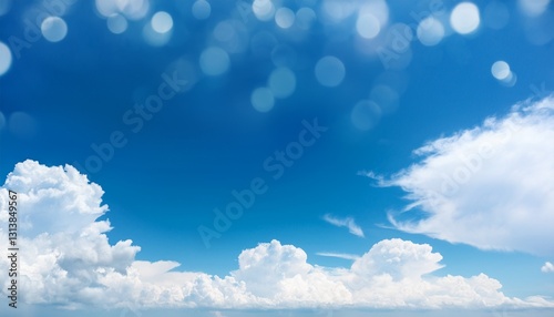 Light blue sky with subtle white clouds and a bokeh effect – airy and light, perfect for serene, dreamy designs photo