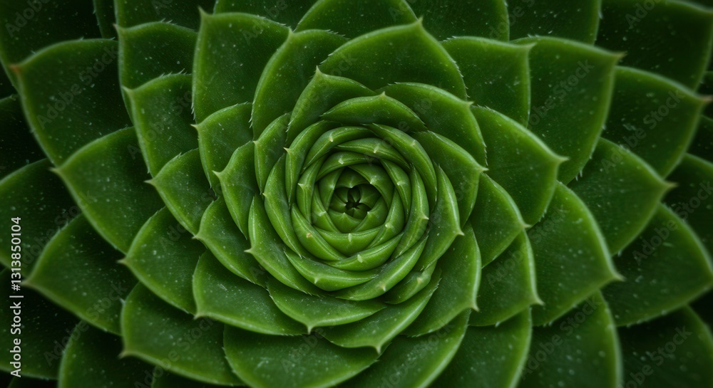 Naklejka premium Detailed Close-up of Vibrant Green Succulent Plant with Spiraling Leaves