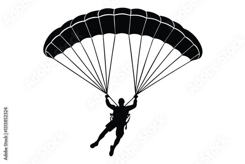 vector silhouette of skydiver background
