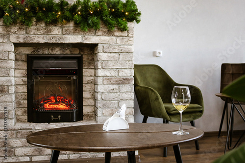 fireplace with christmas decorations