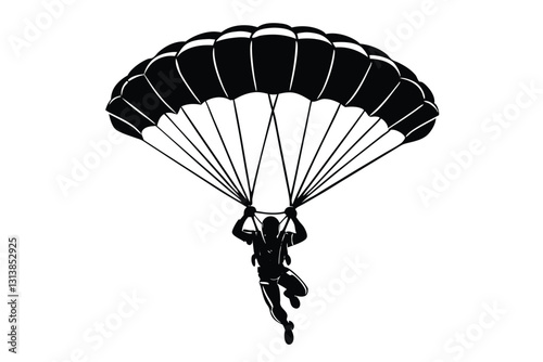 vector silhouette of skydiver background