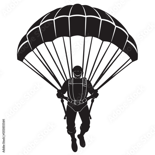 Skydiving silhouette parachuting vector Skydiver silhouette illustration
