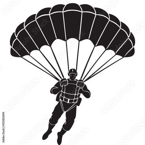Parachute Skydiving Vector Silhouette