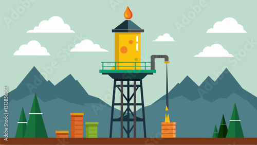 The constant flow of raw oil entering the tower at the bottom and the purified products exiting at the top a testament to the incredible engineering. Vector illustration