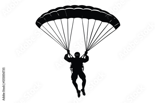 Parachute Skydiving Vector Silhouette