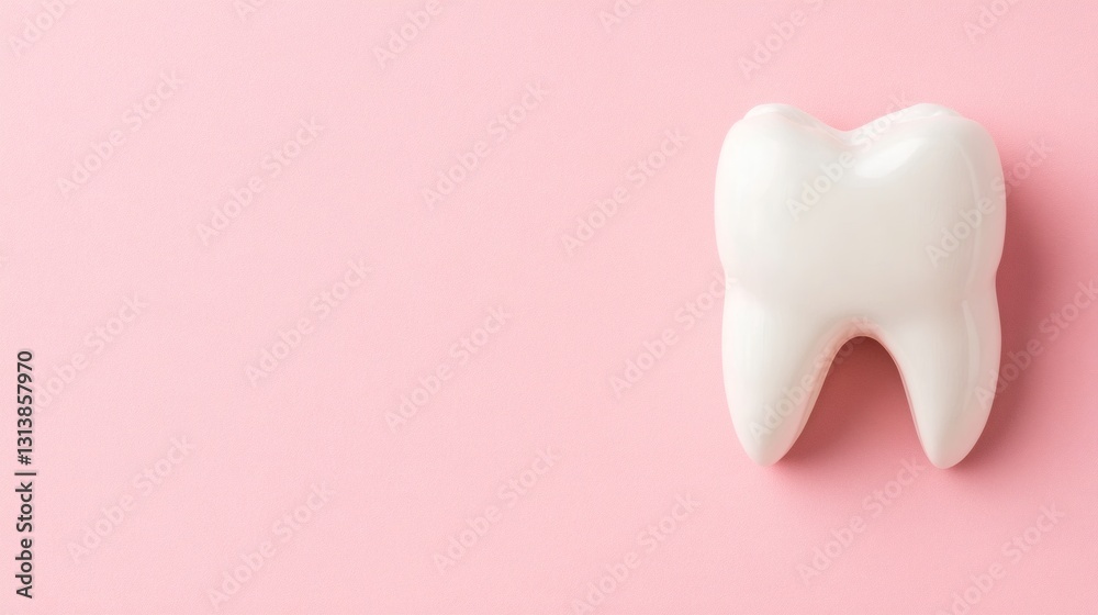 Tooth model on pink background used for dental education in a clinic or classroom setting Tooth model on pink background used for dental education in a clinic or classroom setting