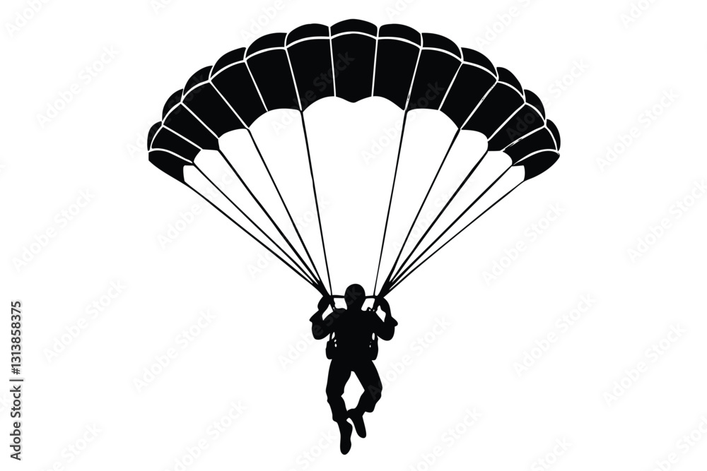 Obraz premium Parachute Skydiving Vector Silhouette