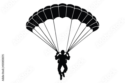 Parachute Skydiving Vector Silhouette
