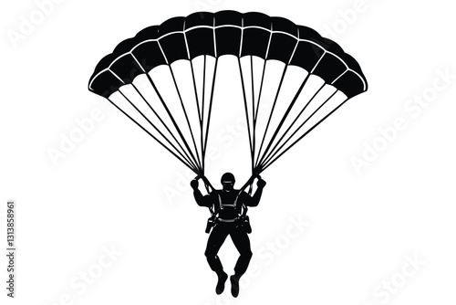 Parachute Skydiving Vector Silhouette