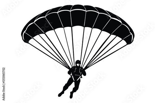 parachute gliding silhouette vector