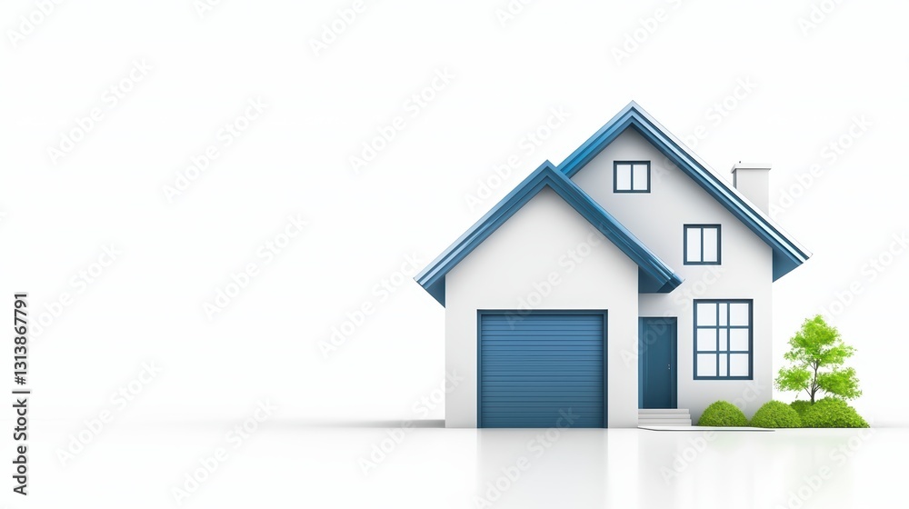 Picturesque suburban house with a majestic tree, serene landscape charming Picturesque suburban house with a majestic tree, serene landscape charming