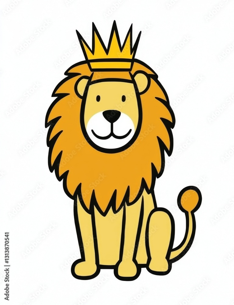 Obraz premium This coloring page for kids includes a charming design of a lion with a crown, perfect for printing on standard 8.5x11 inch paper