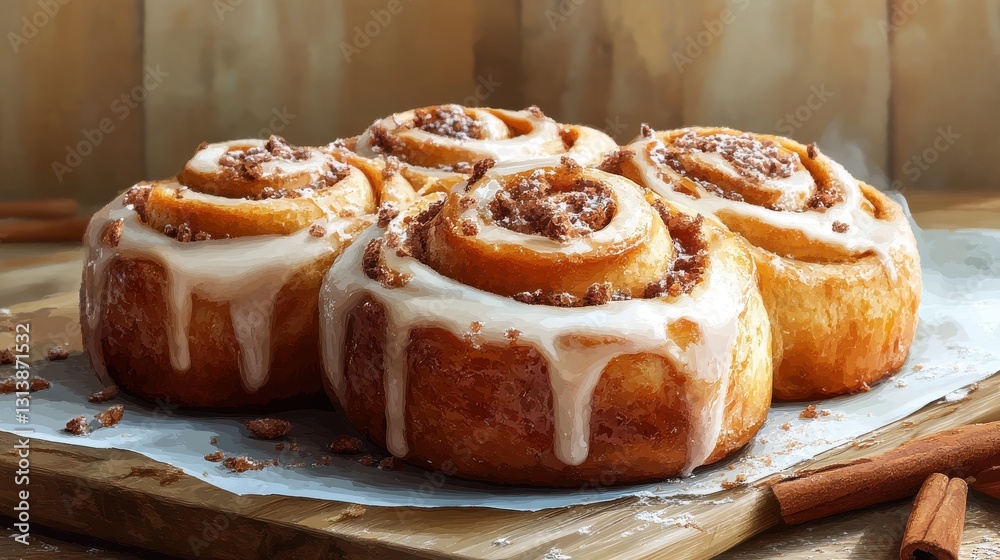 cinnamon roll isolated,cartoon illustration style