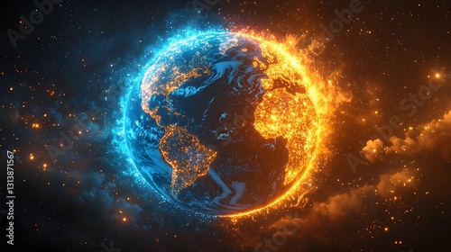 Serene Planet Earth Encircled by Glowing Orbital Satellites Symbolizing Global Connectivity
