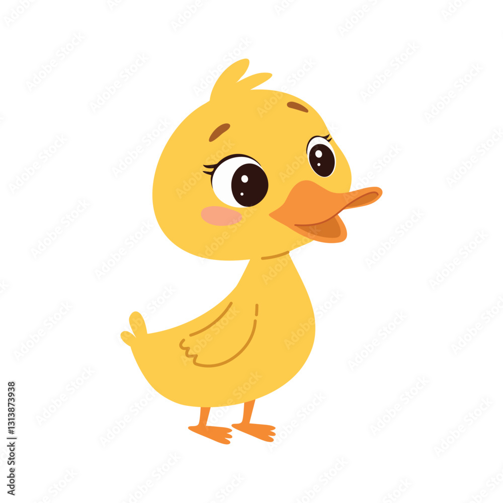 Cute little yellow duckling cartoon vector Illustration on a white background Cute little yellow duckling cartoon vector Illustration on a white background