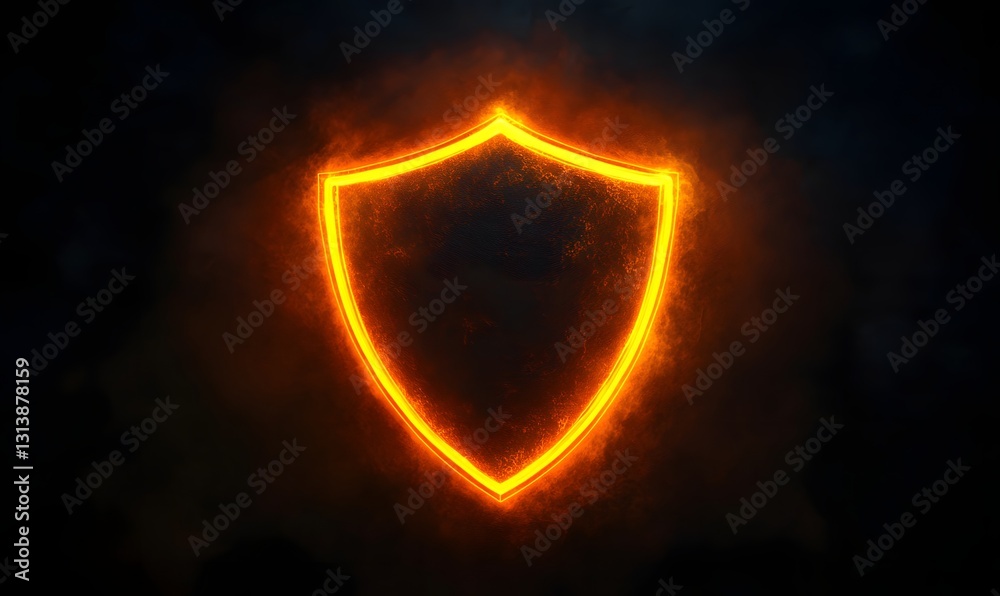 Fiery Shield Abstract Background Digital Art Graphic Design Orange Glow Protection Security Concept Fiery Shield Abstract Background Digital Art Graphic Design Orange Glow Protection Security Concept