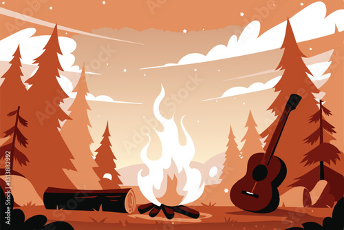 A heartwarming scene of friends gathered around the embers of a dying campfire, sharing stories and laughter under a starlit sky.