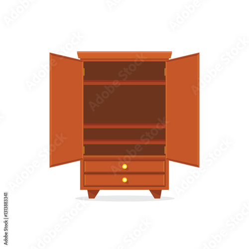 Cupboard icon in flat style. Wardrobe storage vector illustration on isolated background. Drawer cabinet sign business concept.