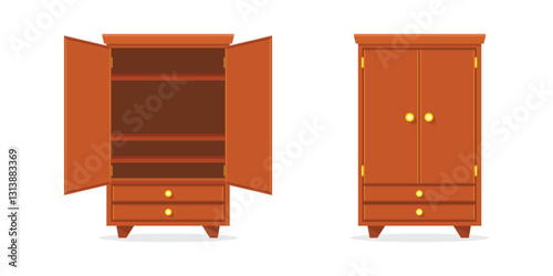 Cupboard icon in flat style. Wardrobe storage vector illustration on isolated background. Drawer cabinet sign business concept.