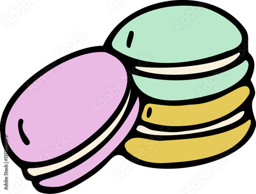 Illustration de Macarons Gastronomie Français Spécialité de France Clipart Dessiné à la Main
