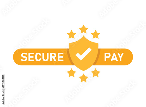 100% secure pay icon in flat style. Privacy guarantee vector illustration on isolated background. Safety risk sign business concept.