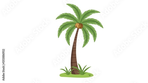 Wallpaper Mural palm tree on white background, ready to use vector palm and coconut tree animation, Palm tree animated vector in doodle style Torontodigital.ca