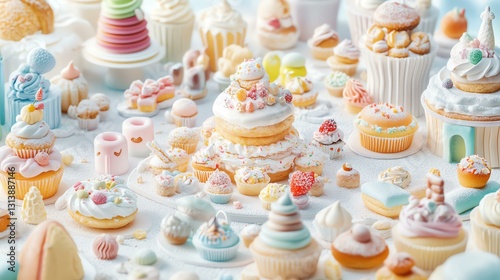 Wallpaper Mural A delightful assortment of colorful cupcakes and sweets, showcasing various shapes and decorations, perfect for any dessert lover. Torontodigital.ca