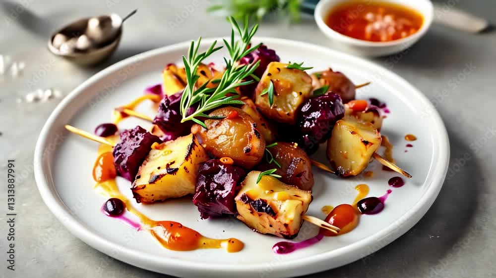 Fried Tofu with Cranberry Sauce. Fried Tofu with Cranberry Sauce.
