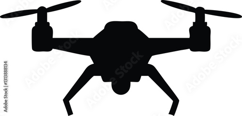 black silhouette quadcopter and drone vector illustration