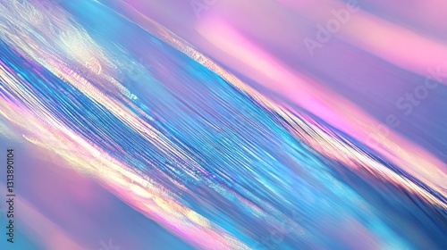 Iridescent streaks of silver and blue  shimmering as they blend across the surface