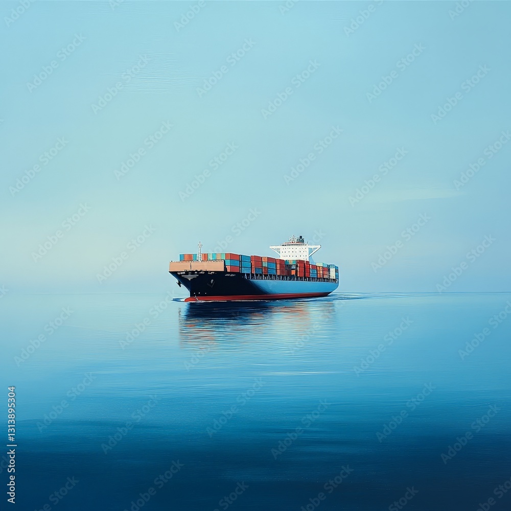 Fototapeta premium Large Container Ship on Calm Blue Waters