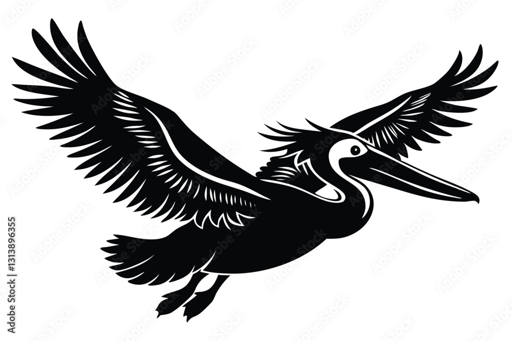 Obraz premium flying pelican silhouette