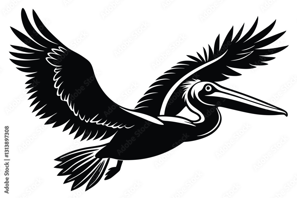 Obraz premium Pelican silhouette Vector illustration