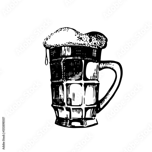 Oktoberfest vintage hand drawn illustration mug of beer