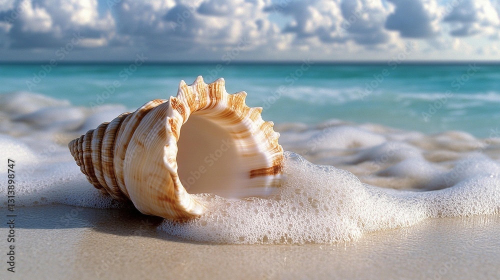Seashell on Sandy Beach Seashell on Sandy Beach