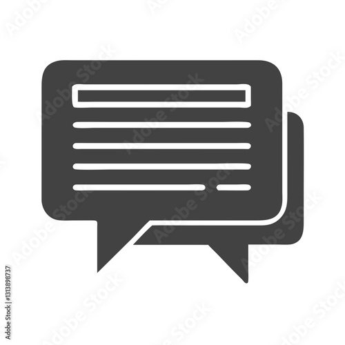 Black and white speech bubbles with text for discussion