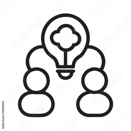 Teamwork and brainstorming with lightbulb icon