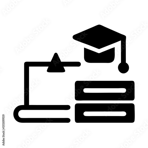 Scales of justice with graduation cap and books in black and white