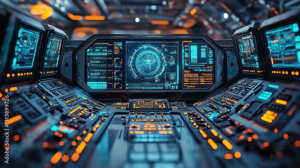 Obraz premium Futuristic spaceship cockpit
