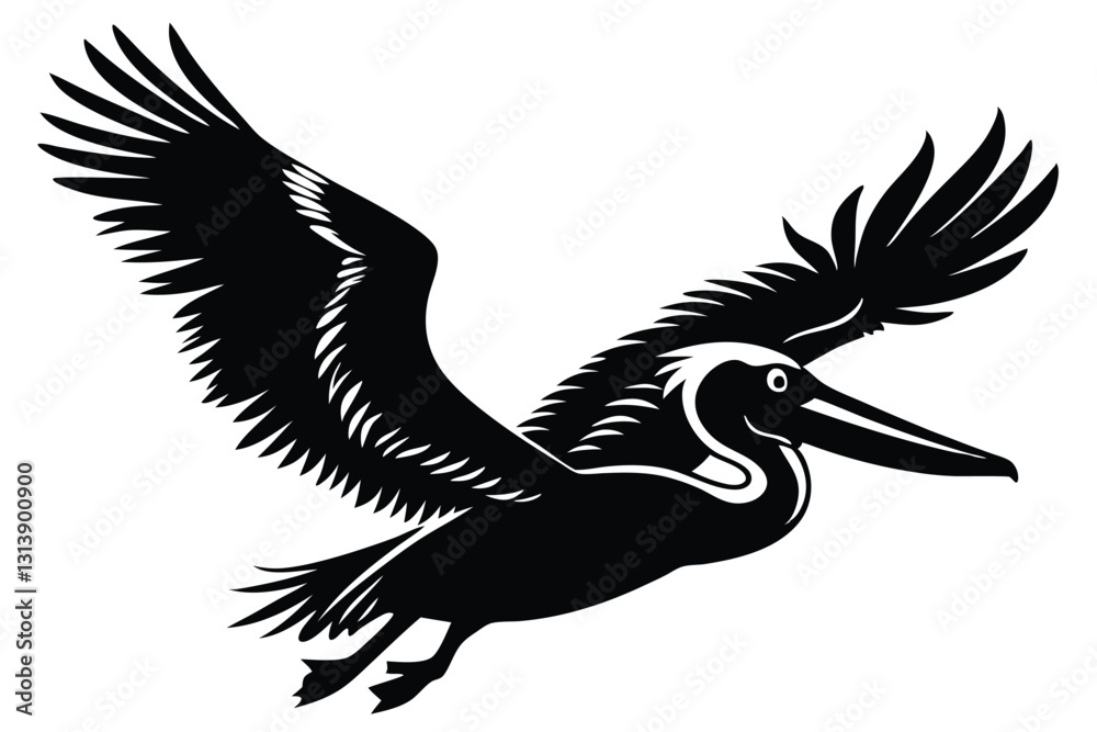 Obraz premium Silhouette bird pelican on a white background