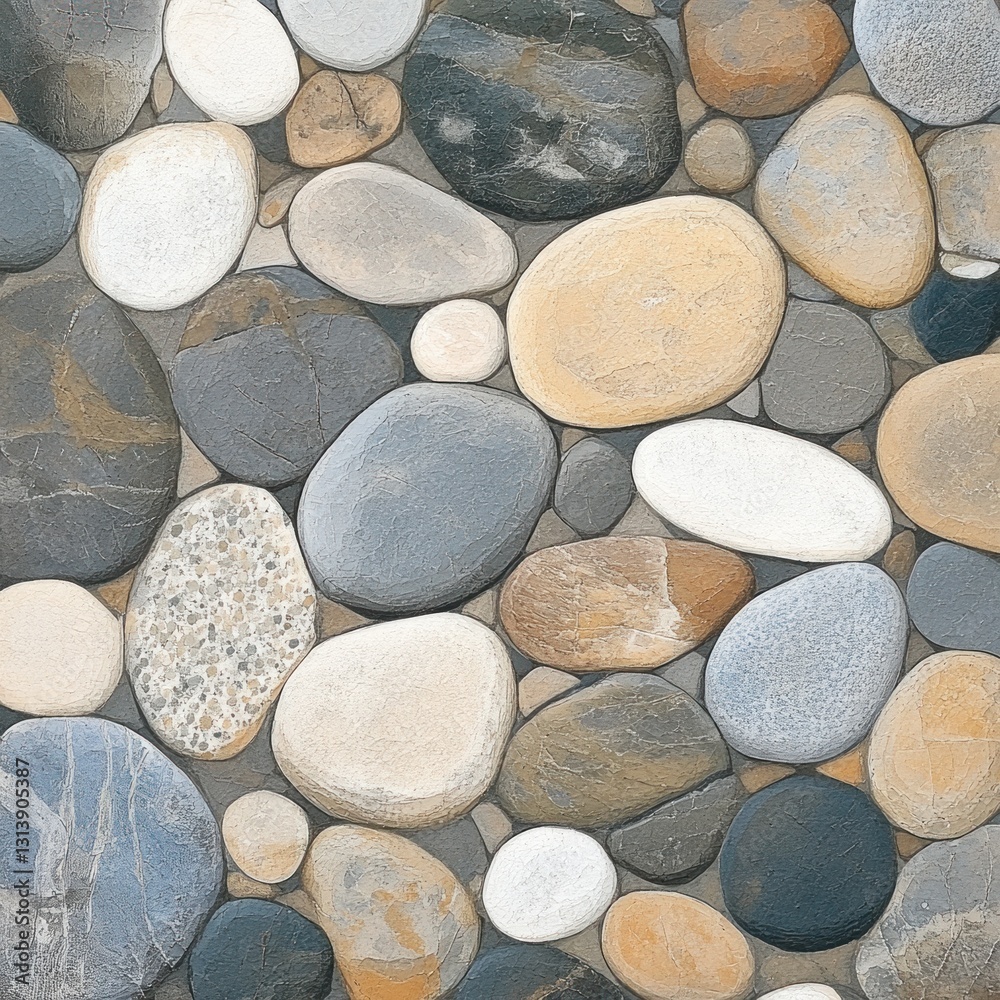 Smooth, multicolored river rocks background. Smooth, multicolored river rocks background.