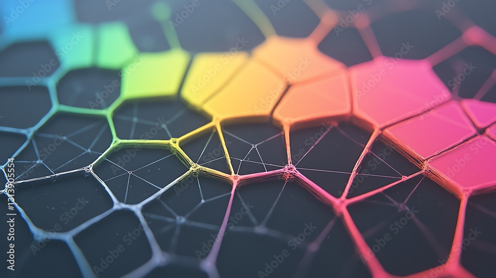 Obraz premium Dynamic and Colorful Fractal Design with Hexagonal Patterns